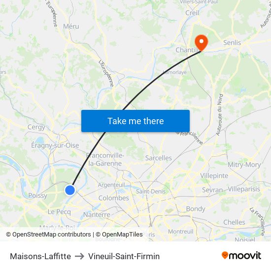 Maisons-Laffitte to Vineuil-Saint-Firmin map