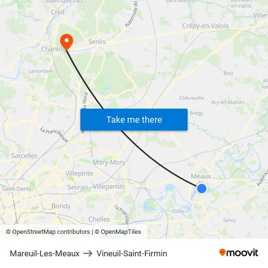 Mareuil-Les-Meaux to Vineuil-Saint-Firmin map