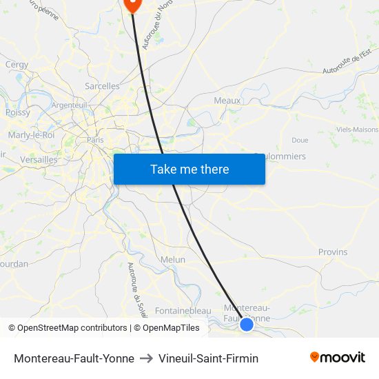 Montereau-Fault-Yonne to Vineuil-Saint-Firmin map