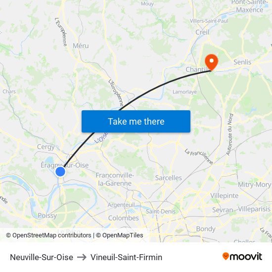 Neuville-Sur-Oise to Vineuil-Saint-Firmin map