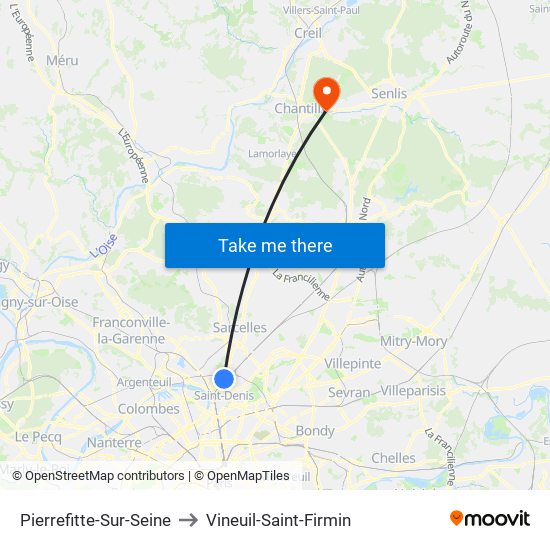 Pierrefitte-Sur-Seine to Vineuil-Saint-Firmin map