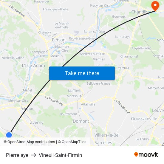 Pierrelaye to Vineuil-Saint-Firmin map