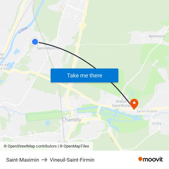 Saint-Maximin to Vineuil-Saint-Firmin map