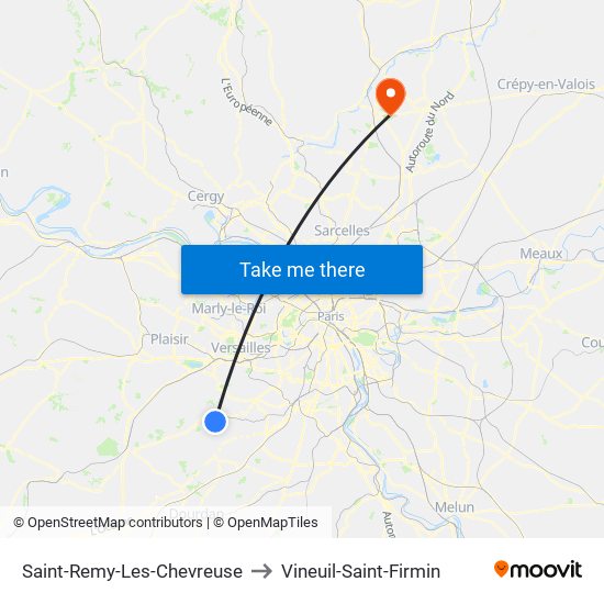 Saint-Remy-Les-Chevreuse to Vineuil-Saint-Firmin map
