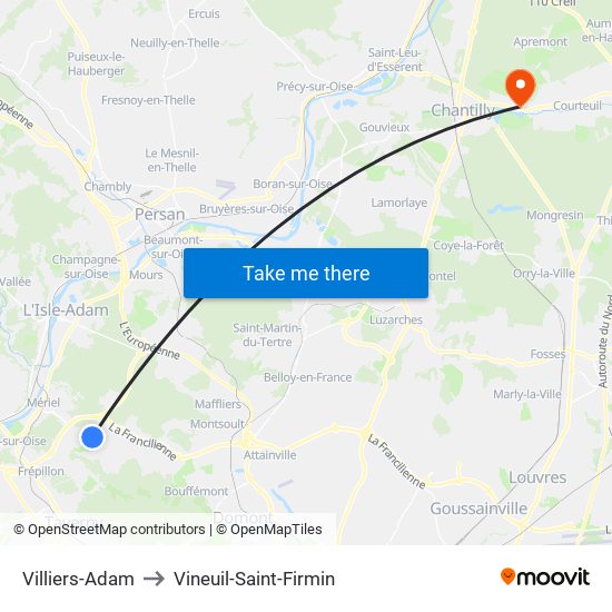 Villiers-Adam to Vineuil-Saint-Firmin map