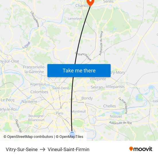 Vitry-Sur-Seine to Vineuil-Saint-Firmin map