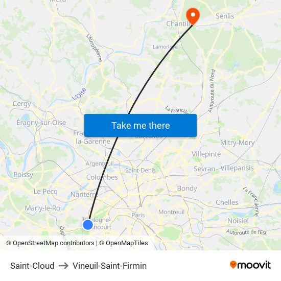 Saint-Cloud to Vineuil-Saint-Firmin map