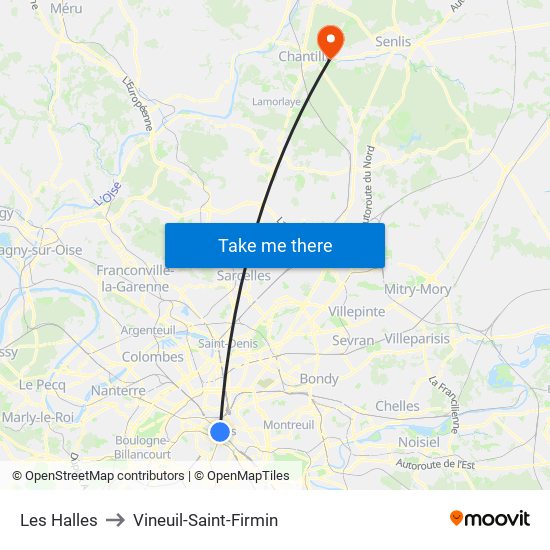 Les Halles to Vineuil-Saint-Firmin map