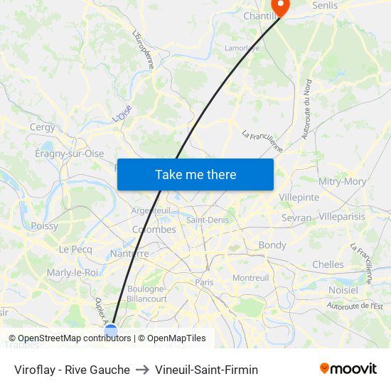 Viroflay - Rive Gauche to Vineuil-Saint-Firmin map