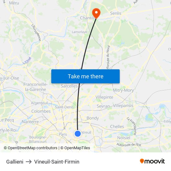 Gallieni to Vineuil-Saint-Firmin map