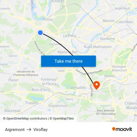 Aigremont to Viroflay map