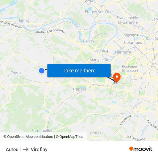 Auteuil to Viroflay map