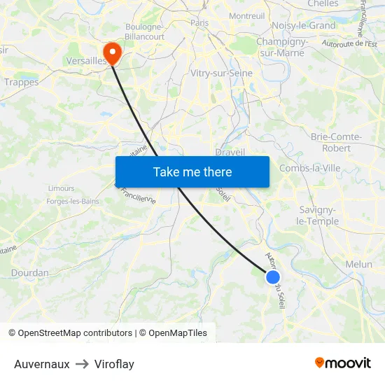 Auvernaux to Viroflay map
