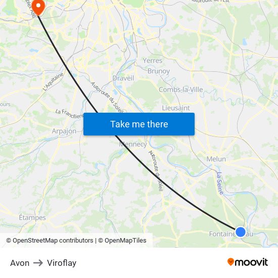 Avon to Viroflay map