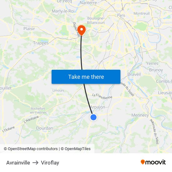Avrainville to Viroflay map