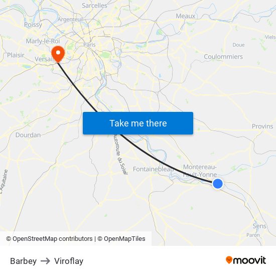 Barbey to Viroflay map