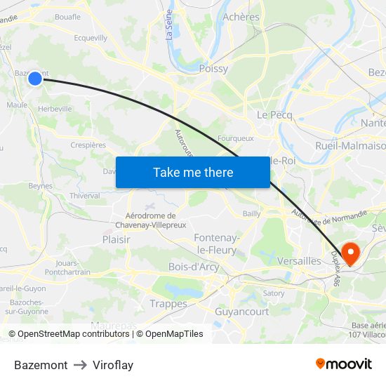 Bazemont to Viroflay map
