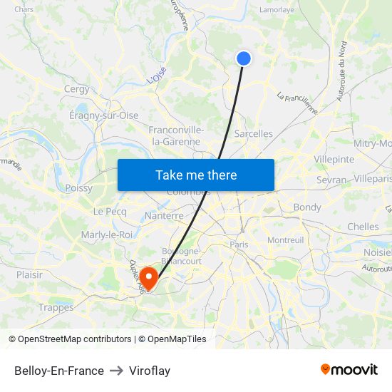 Belloy-En-France to Viroflay map