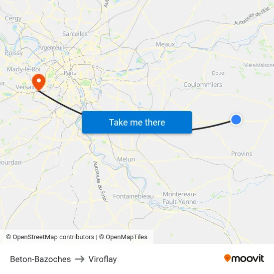 Beton-Bazoches to Viroflay map