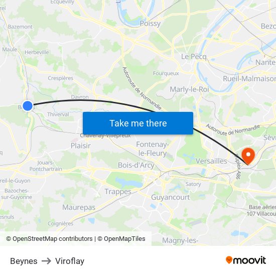 Beynes to Viroflay map