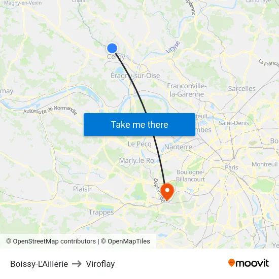 Boissy-L'Aillerie to Viroflay map