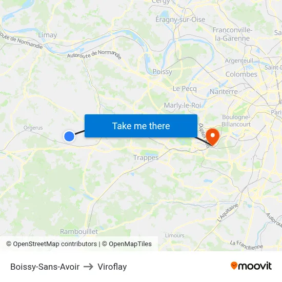 Boissy-Sans-Avoir to Viroflay map