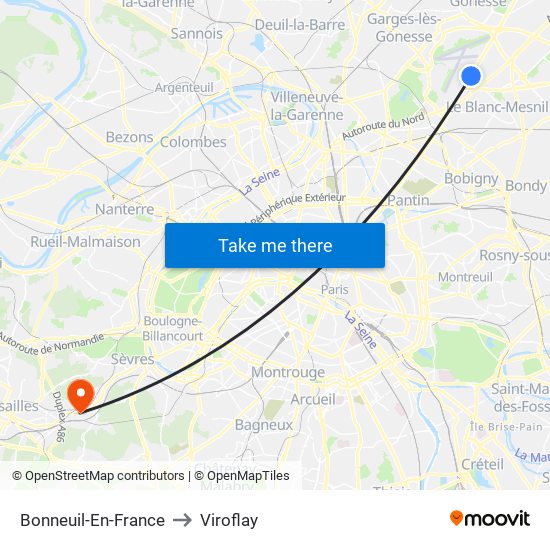 Bonneuil-En-France to Viroflay map