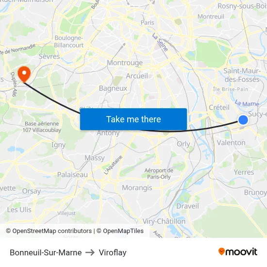 Bonneuil-Sur-Marne to Viroflay map