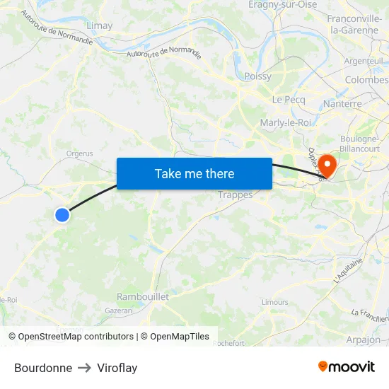 Bourdonne to Viroflay map