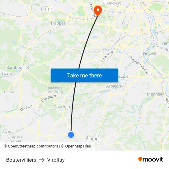 Boutervilliers to Viroflay map