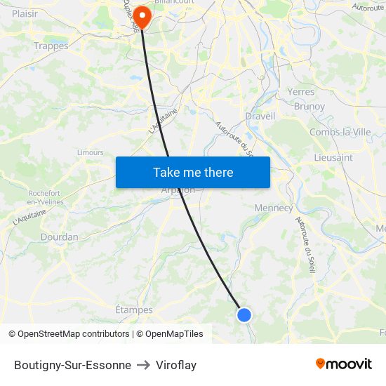 Boutigny-Sur-Essonne to Viroflay map