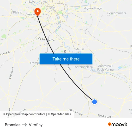 Bransles to Viroflay map