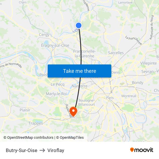 Butry-Sur-Oise to Viroflay map