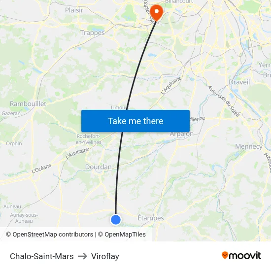 Chalo-Saint-Mars to Viroflay map