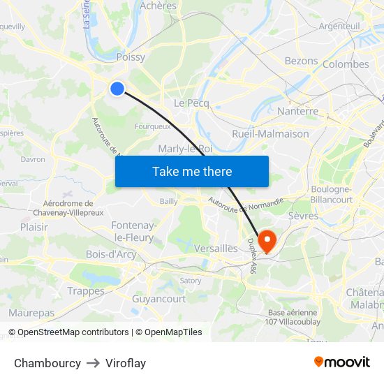 Chambourcy to Viroflay map