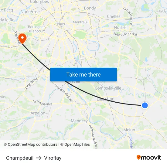 Champdeuil to Viroflay map