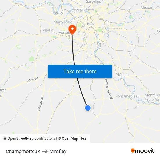 Champmotteux to Viroflay map