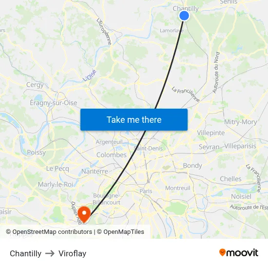 Chantilly to Viroflay map