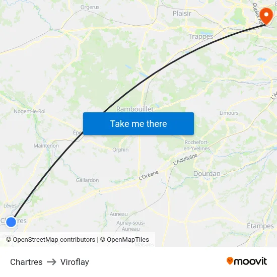 Chartres to Viroflay map