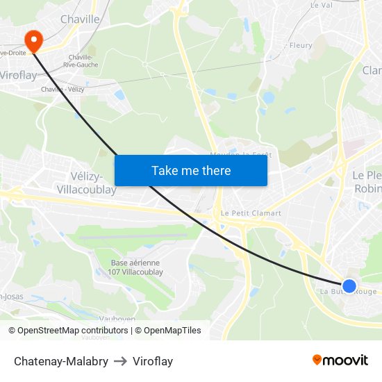Chatenay-Malabry to Viroflay map
