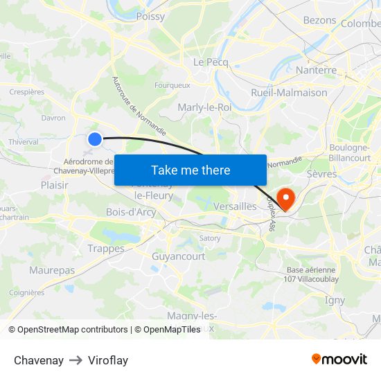 Chavenay to Viroflay map