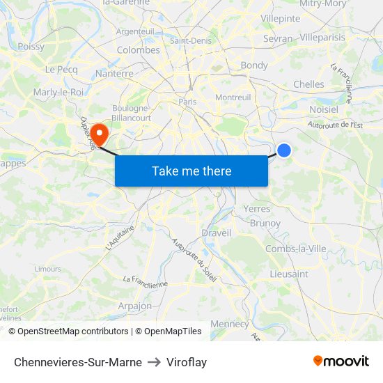 Chennevieres-Sur-Marne to Viroflay map