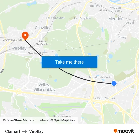 Clamart to Viroflay map