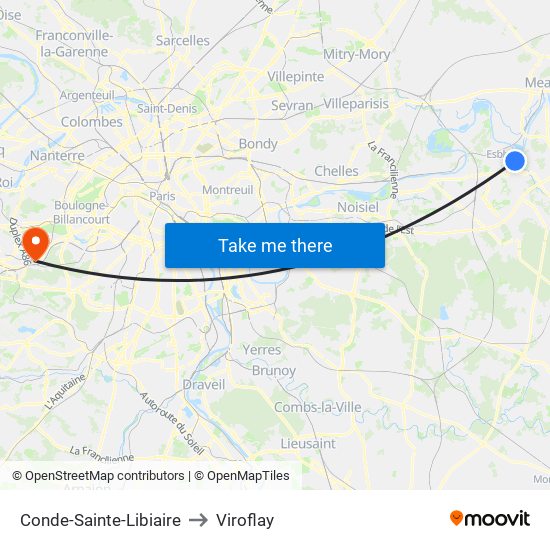 Conde-Sainte-Libiaire to Viroflay map