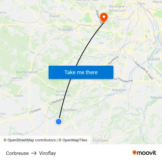 Corbreuse to Viroflay map