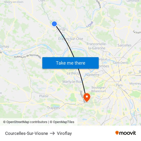 Courcelles-Sur-Viosne to Viroflay map