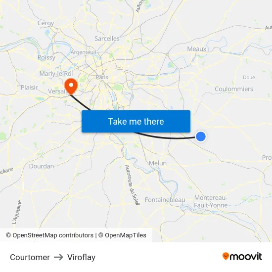 Courtomer to Viroflay map