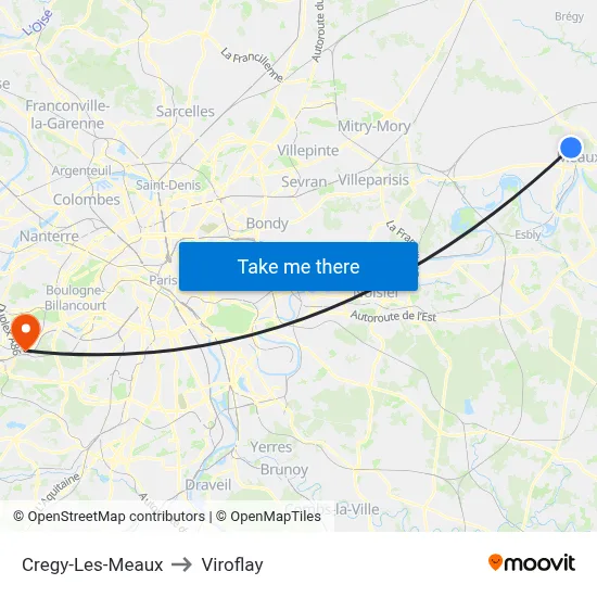 Cregy-Les-Meaux to Viroflay map
