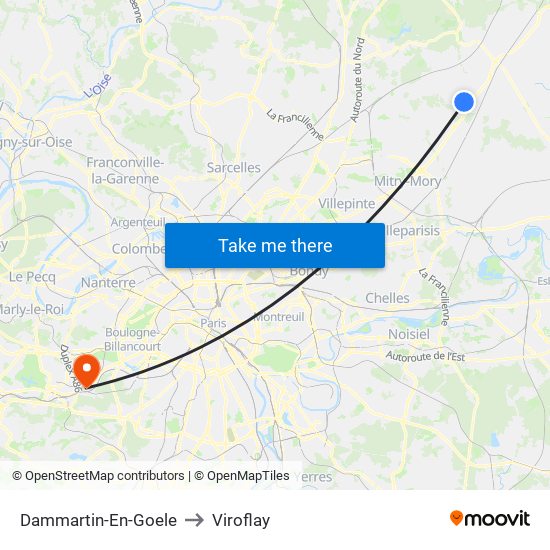 Dammartin-En-Goele to Viroflay map