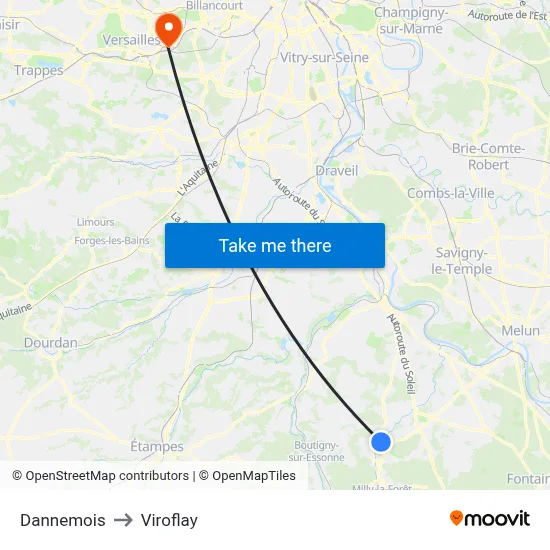 Dannemois to Viroflay map